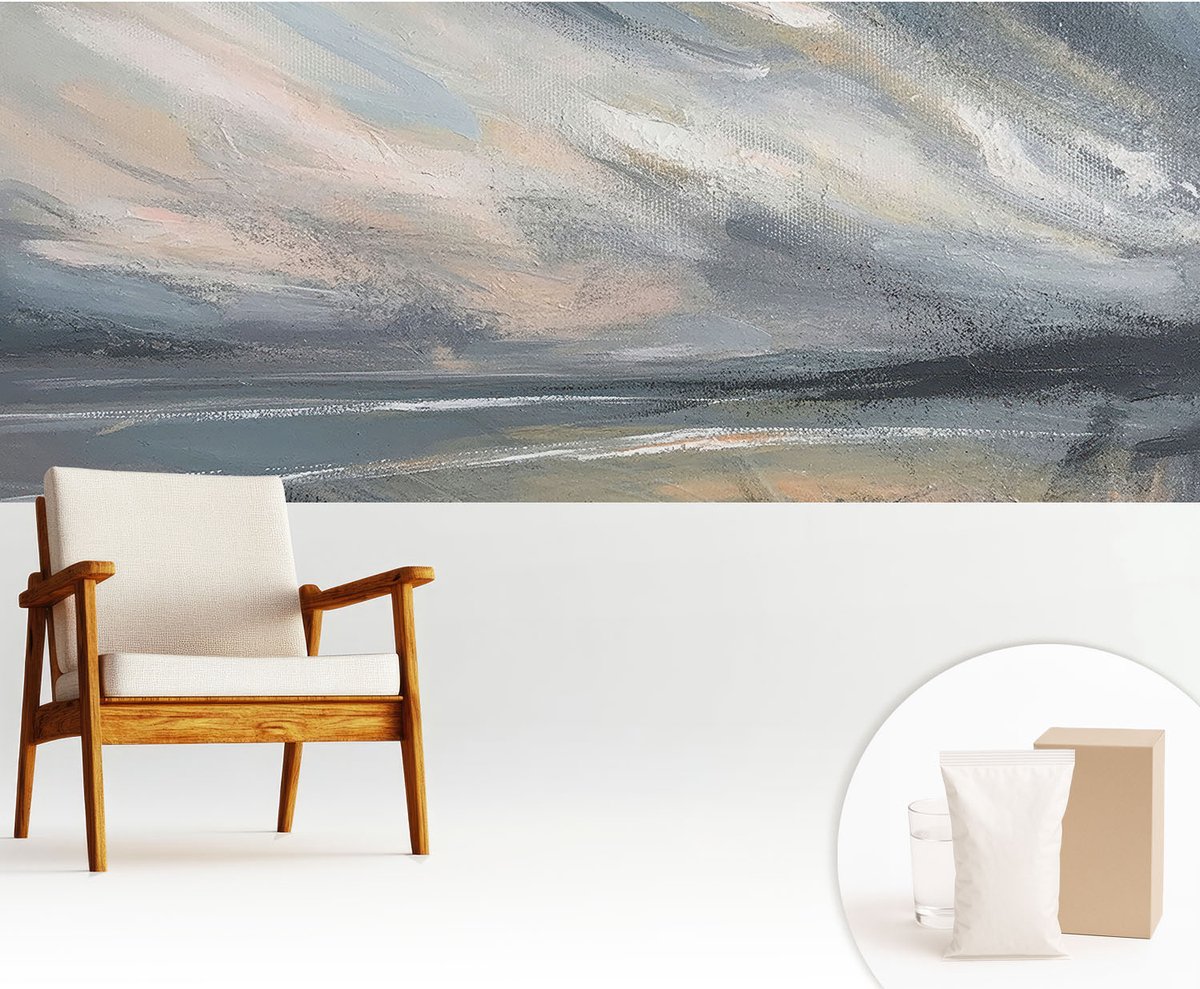 Wallfluent Fotobehang - Grijs Vliesbehang - 250x104 cm - Ochtendrust Fotobehang Vlies - Hal behang Landschappen - Muurschildering - Hal behang