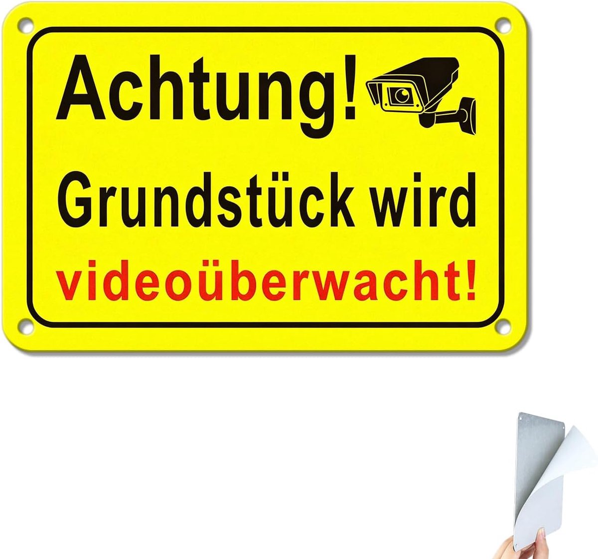 Waarschuwingsbord videobewaking 10 x 15 cm, reflecterend geel