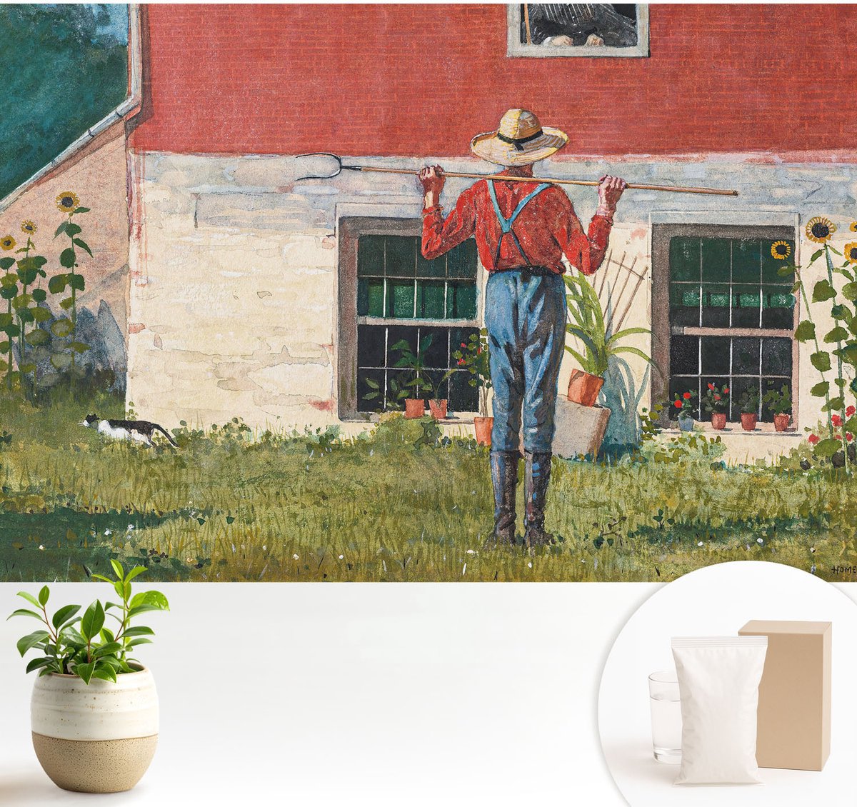 Wallfluent Fotobehang - Grijs Vliesbehang - 104x70 cm - Dorpsscène Fotobehang Vlies - Woonkamer behang Landschappen - Muurschildering - Woonkamer behang