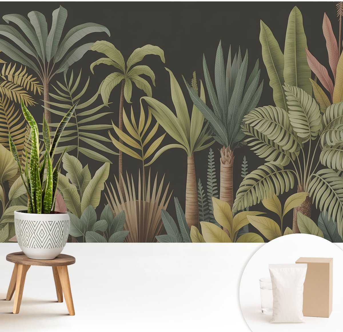 Wallfluent Fotobehang - Groente Vliesbehang - 208x146 cm - Tropische Jungle Muurschildering - Gang behang Bloemen En Planten - Fotobehang Vlies - Slaapkamer behang