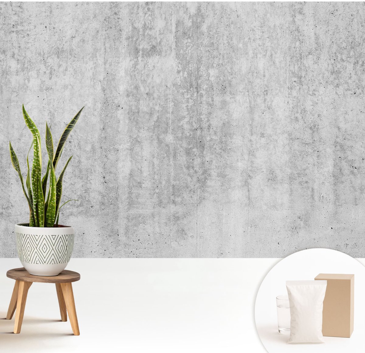Wallfluent Fotobehang - Grijs Vliesbehang - 208x146 cm - Betonnen Muur Muurschildering - Gang behang Texturen - Fotobehang Vlies - Gang behang