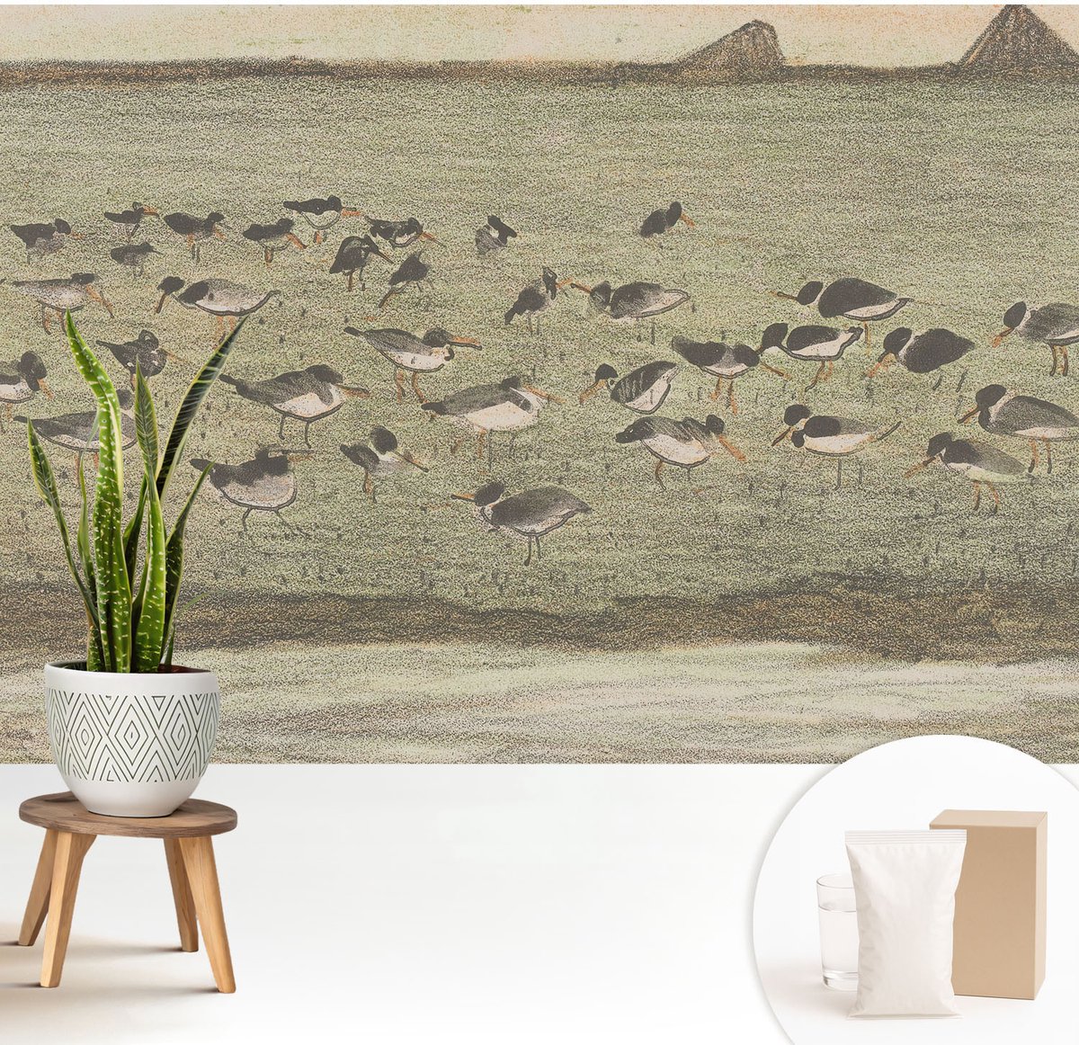 Wallfluent Fotobehang - Groente Vliesbehang - 208x146 cm - Vogels Vrede Muurschildering - Gang behang Dieren - Fotobehang Vlies - Gang behang