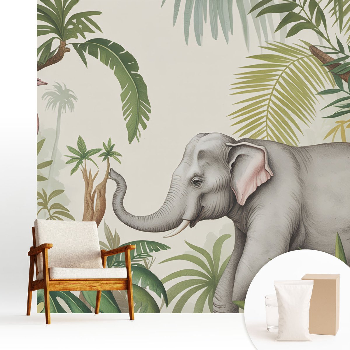 Wallfluent Fotobehang - Groente Vliesbehang - 250x250 cm - Exotische Scène Muurschildering - Gang behang Dieren - Fotobehang Vlies - Slaapkamer behang