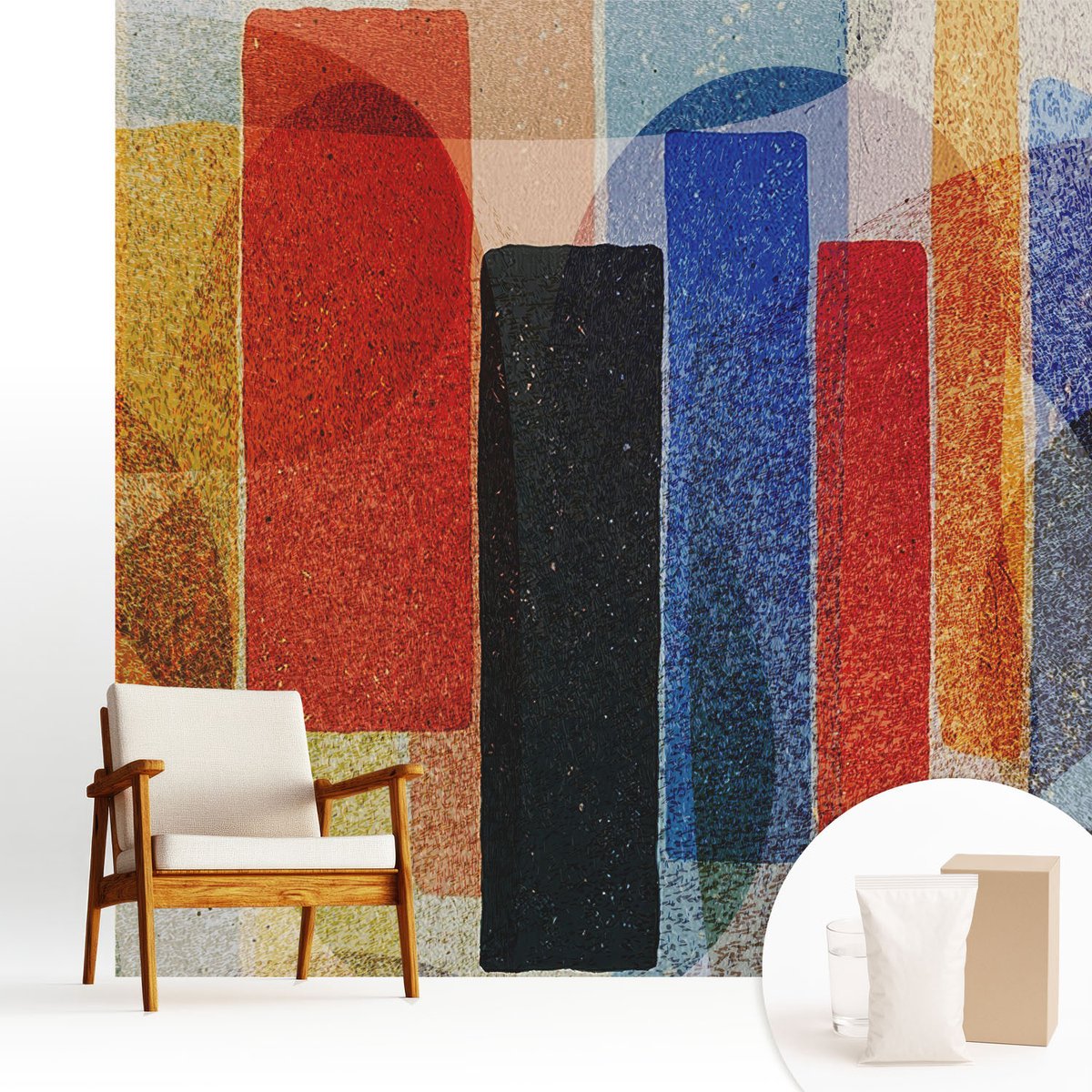 Wallfluent Fotobehang - Zwart Vliesbehang - 250x250 cm - Geometrische Vormen Muurschildering - Slaapkamer behang Deel - Fotobehang Vlies - Gang behang