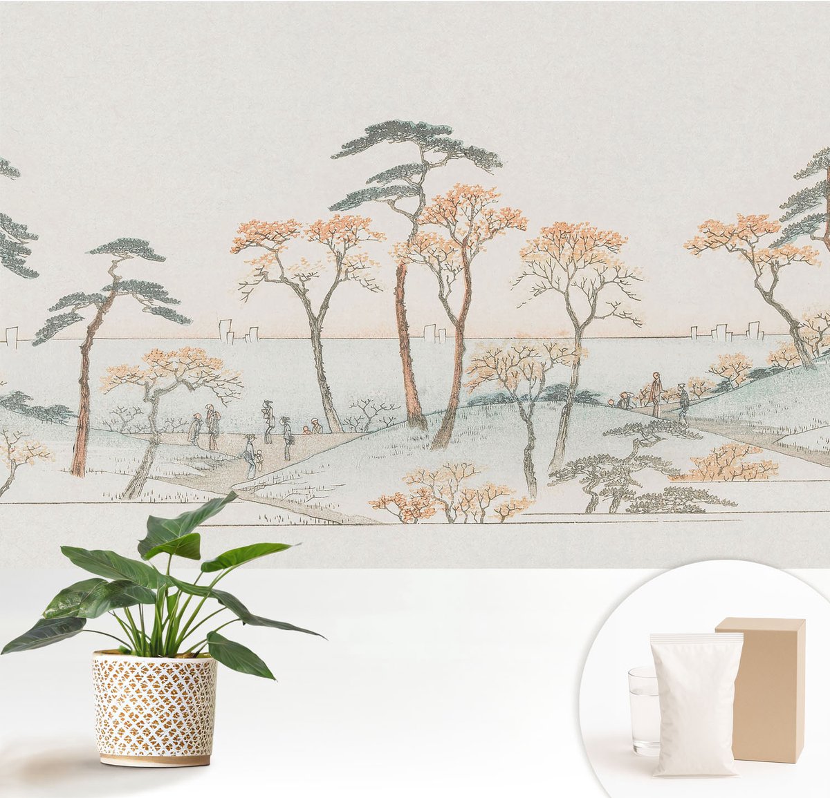 Wallfluent Fotobehang - Wit Vliesbehang - 152x104 cm - Vreedzaam Landschap Muurschildering - Slaapkamer behang Landschappen - Fotobehang Vlies - Slaapkamer behang