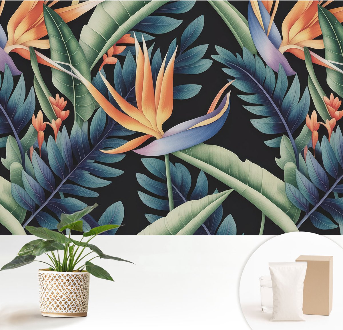 Wallfluent Fotobehang - Groente Vliesbehang - 152x104 cm - Paradijs-Thema Muurschildering - Gang behang Bloemen En Planten - Fotobehang Vlies - Slaapkamer behang