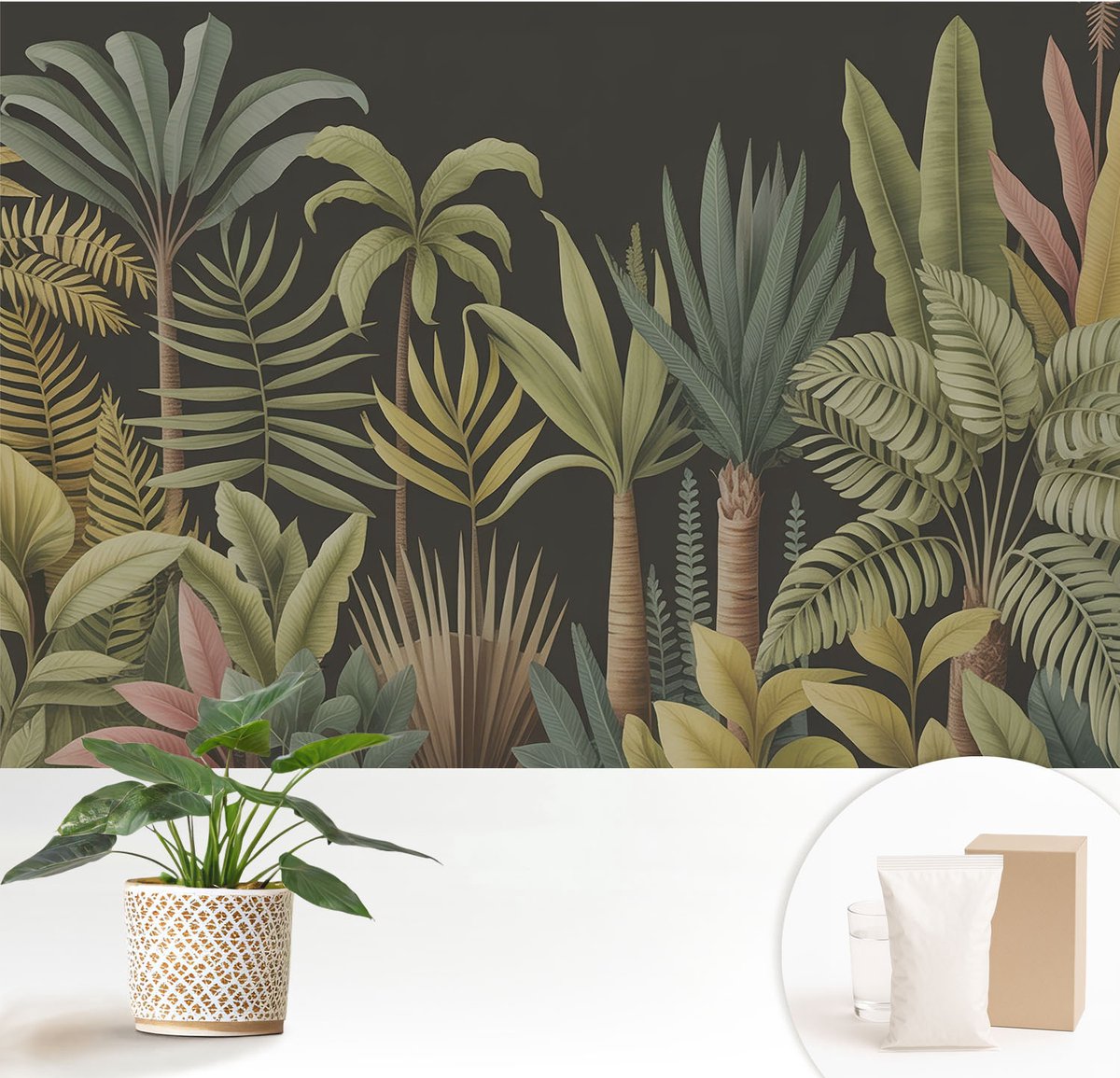 Wallfluent Fotobehang - Groente Vliesbehang - 152x104 cm - Tropische Jungle Muurschildering - Gang behang Bloemen En Planten - Fotobehang Vlies - Slaapkamer behang
