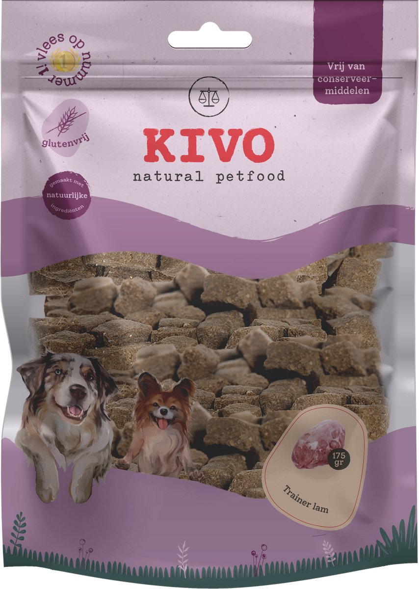 Kivo Petfood Hondensnack Trainer Lam 2 zakken x 175 gram - Graanvrij en Glutenvrij