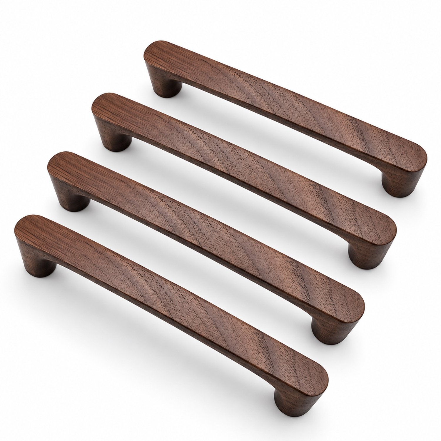 Lifhelpe Houten Meubelgrepen 4 Stuks – Kastgrepen 128 mm Gatenafstand – Houten Ladegrepen met Gebogen Design – Inclusief Schroeven – Voor Keukenkasten en Meubels