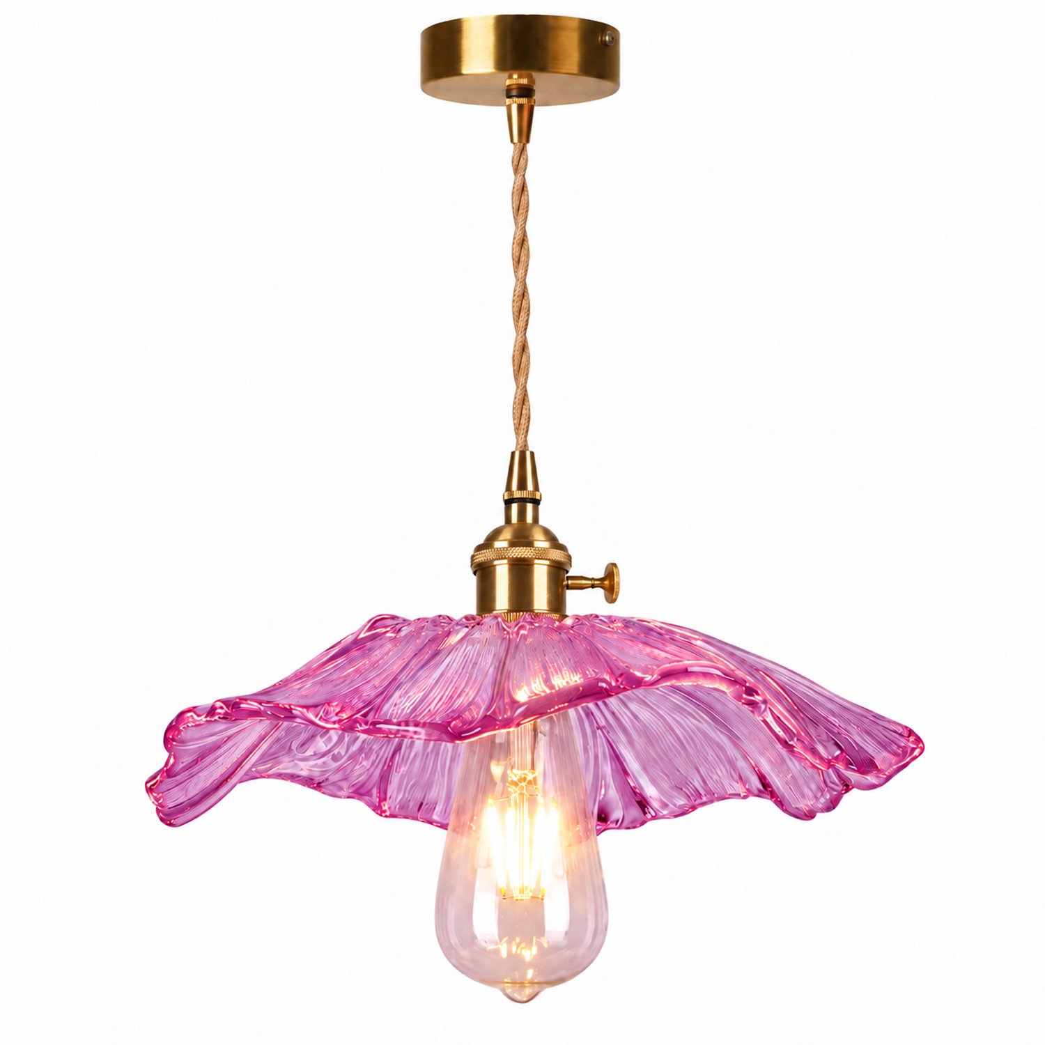 Retro LED-hanglamp met glazen bloemen - geschikt voor bars, slaapkamers, woningen en veranda's - Paars