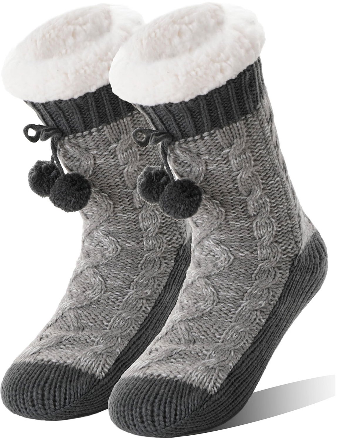 HisKes Warme wintersokken Huissokken Vloersokken Warme sokken met fleecevoering Slaapsokken Warme sokken voor de winter Kerstmis Kerstcadeau – One Grijs