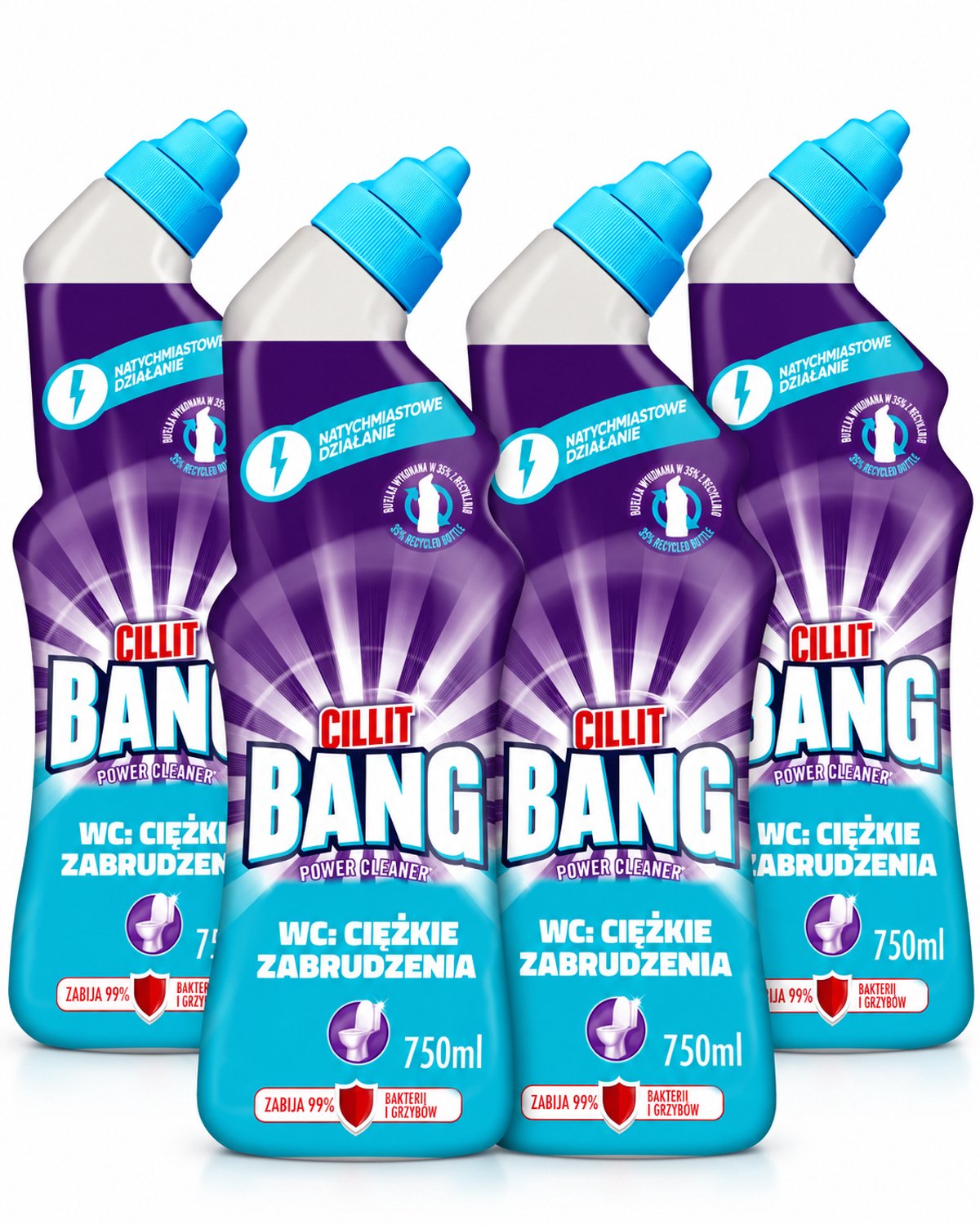 Cillit Bang Power Cleaner WC Reiniger – 4 x 750 ml – Krachtige Toiletreiniger tegen Hardnekkig Vuil – WC Schoonmaakmiddel – Voordeelverpakking