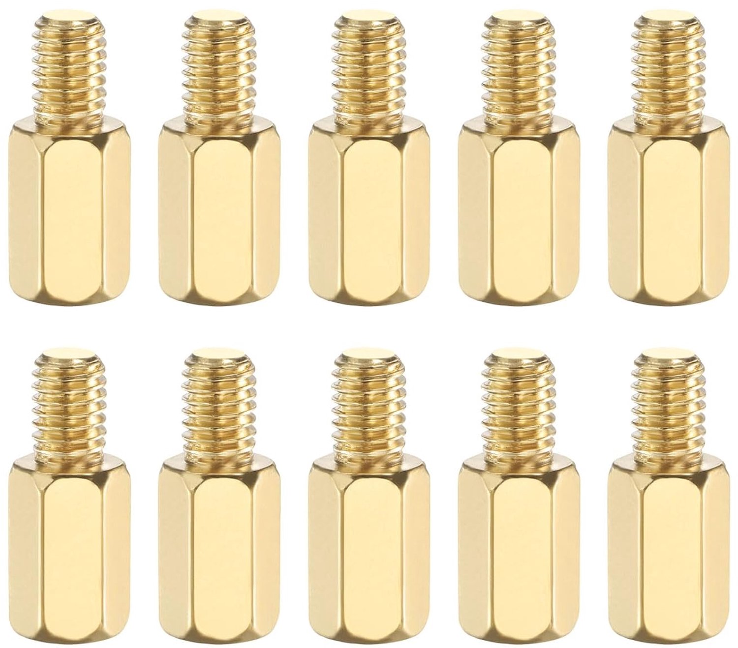 Draad Spacer Schroeven M5 x 12mm - Messing Hex Standoff 7mm - 10 stuks voor Elektronische Projecten - ServiceTopper
