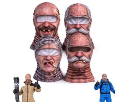Realistische 3D Print Balaclava Maskers - 4 stuks - Grappig realistisch skimasker - Bivakmuts - Eigenzinnige hoofddeksels - Oude Man & Vrouw Gezichtsmasker - Geschikt voor skiën, hardlopen en fietsen