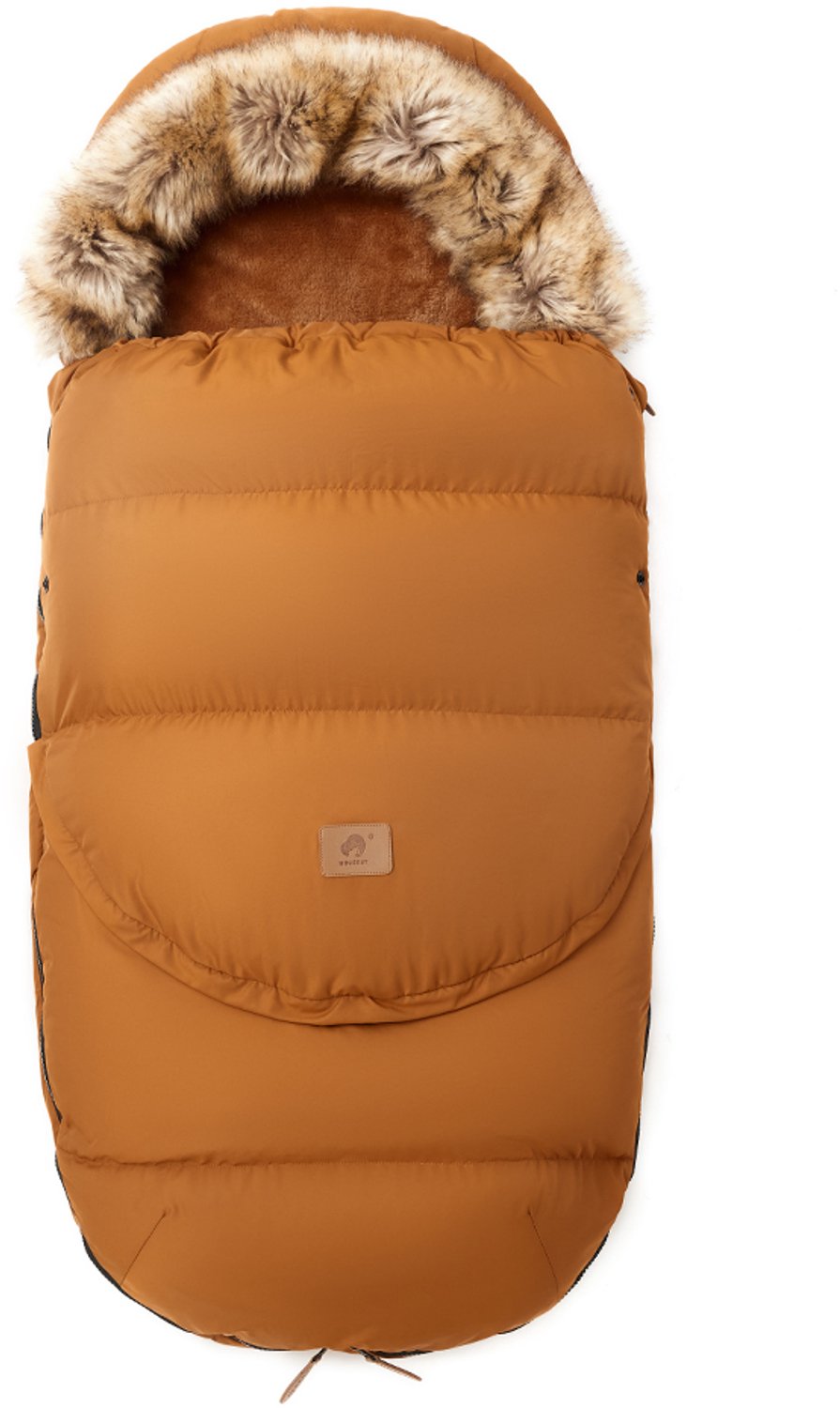 Voetenzak voor Kinderwagen - Voetenmuff - Beenzak - Bruin - Verwijderbare Bontkraag - Winddicht - Winterbescherming - 2 Stijlen - 0 tot 36 Maanden - Voor Pasgeborenen en Baby's