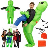 Opblaas Kostuum Gedragen Door Alien - Alienpak Mascotte Opblaaspak - Opblaasbare Alien Pak Ontvoering - Opblaasbaar Buitenaards Kostuum voor Volwassenen - 160-190 cm - Voor Halloween & Carnaval & Themafeest