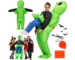 Opblaas Kostuum Gedragen Door Alien - Alienpak Mascotte Opblaaspak - Opblaasbare Alien Pak Ontvoering - Opblaasbaar Buitenaards Kostuum voor Volwassenen - 160-190 cm - Voor Halloween & Carnaval & Themafeest