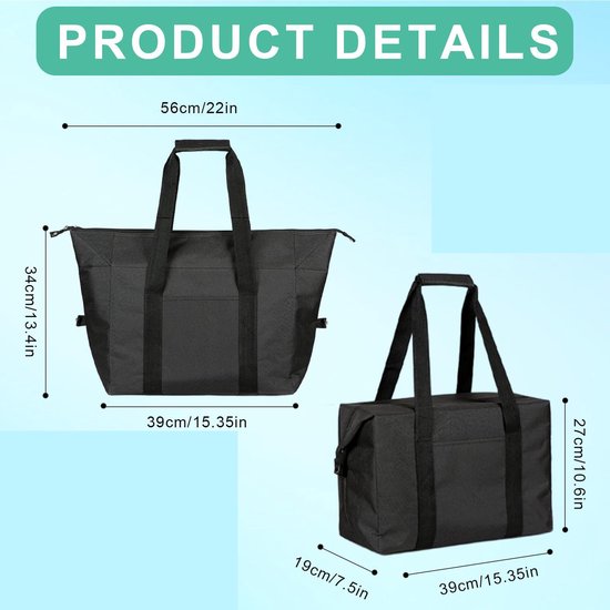 Koeltas - Opvouwbare koeltas van 20 liter - Geïsoleerde lunchtas voor dames heren -picknicktas - Draagbare Koeltassen voor de lunch - Ruime thermotas voor werk, school en strand van Flintry — afbeelding 5