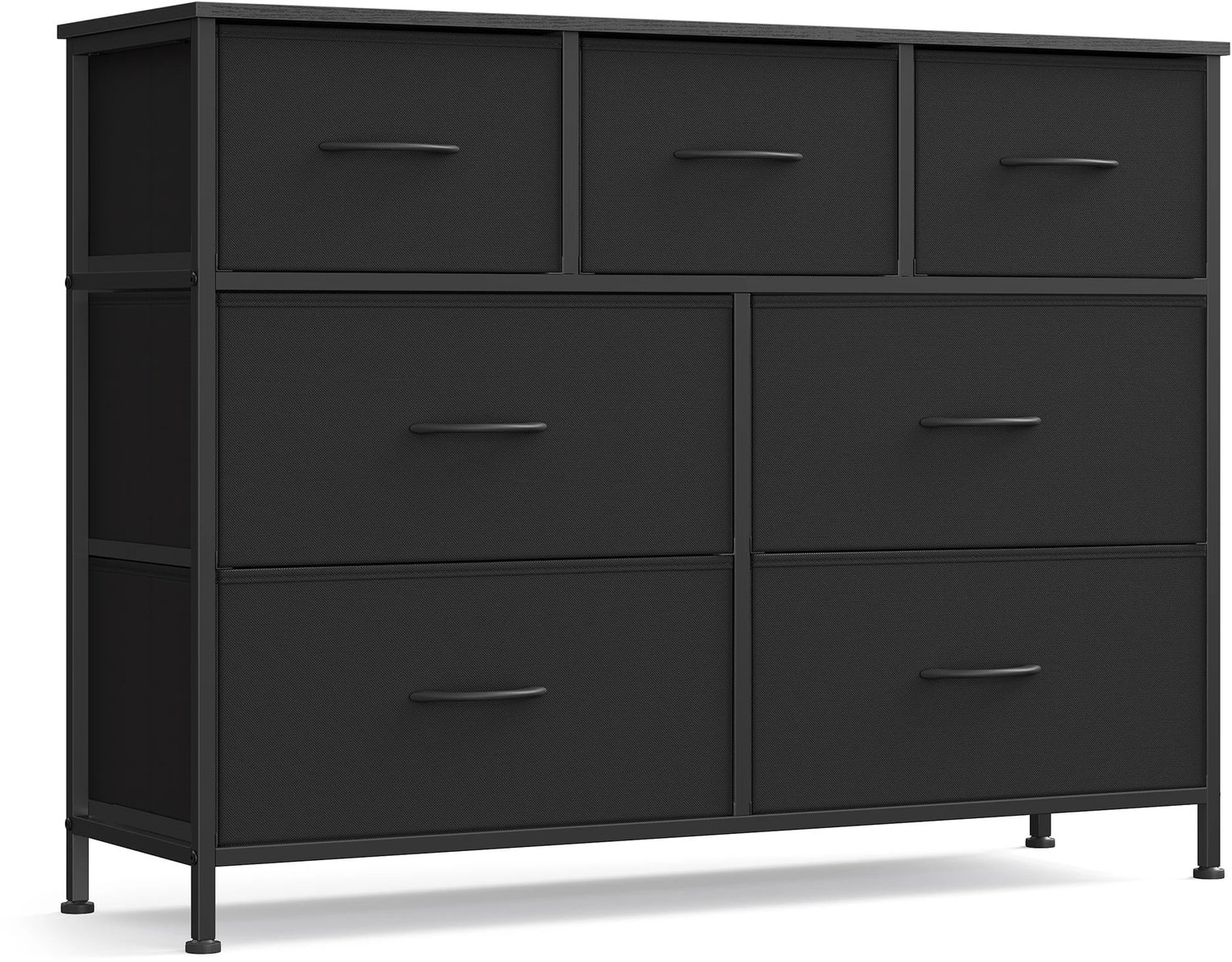 Songmics Saska ladekast met 7 stoffen lades - zwart - 98,8 × 30 × 73,7 cm