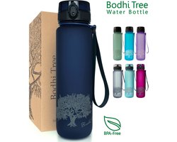 Bodhi Tree® Waterfles 1 Liter - Drinkfles met Fruit Filter - 100% Lekvrij - BPA-vrij - Waterflessen Volwassenen - Water Bottle - Donkerblauw