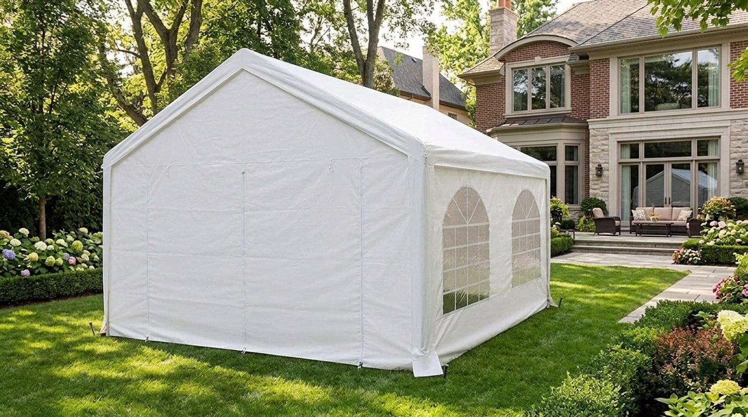 Partytent 5x5 m - Luxe Paviljoentent & Tuintent Waterdicht - 240g/m² PE Dekzeil met Verzinkt Stalen Frame - Wit - Laura Homestore