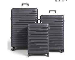 MRKA® Vienna - Reiskoffer set 3-delig (S + M + L) - Zwart - Koffers - Kofferset - Drie Koffers - Driedelig Kofferset - Koffer - Luggage - Valies - Reisbagage - Polypropyleen Koffer - TSA Slot - 360° Wielen - Koffers Met Wielen - 38, 60 en 94 Liter