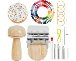 Mini Stopweefgetouw - Knit Patch Kit - Kleine stopweefgetouw - paddenstoel gebreide patchkit - DIY Weaving Crafts - Weefwerk Reparatie - Weefgereedschap - Voor doe-het-zelf weven, reparatie, herstellen van jeans sokken - Complete Stopset