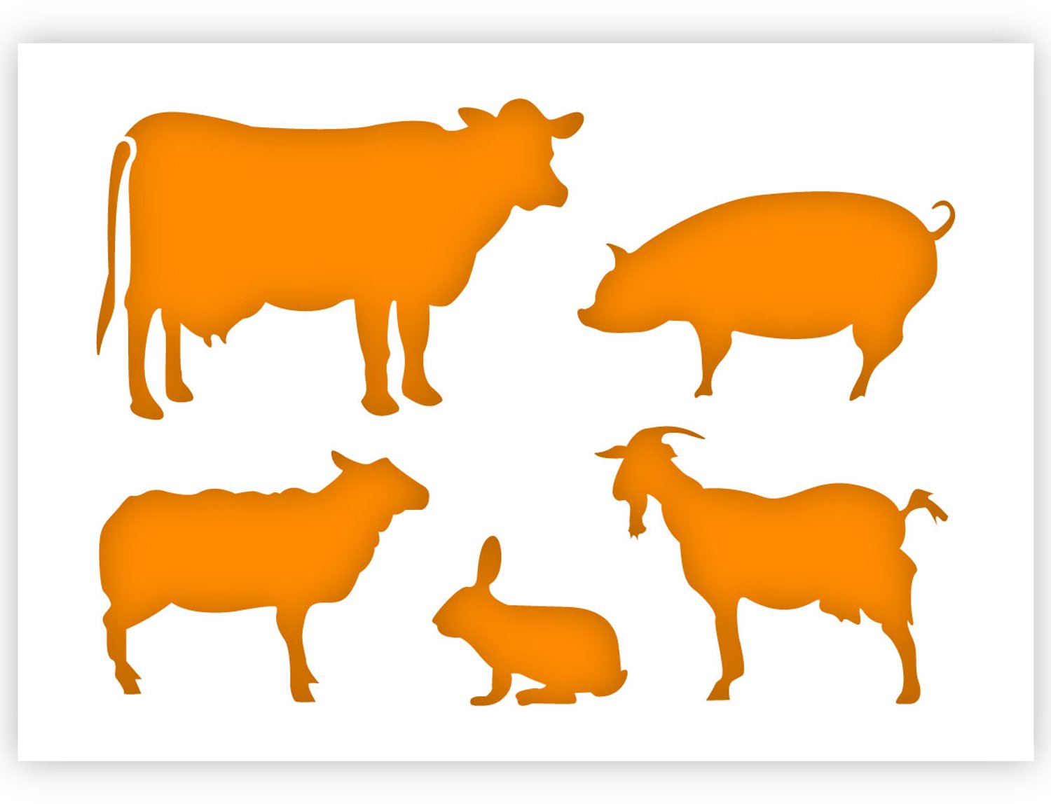 QBIX Boerderij Dieren Sjabloon A5 Formaat Kunststof - Varken is 8,3cm breed