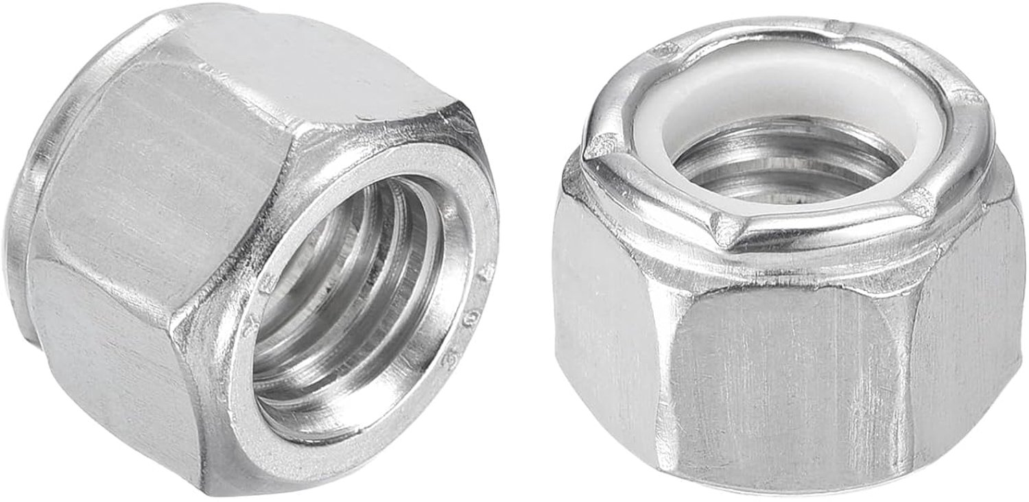 Zeskantmoeren 1/2"-13 - 10 stuks nylon inzet - roestvrij staal - zelfborgend voor bevestigingselementen - m-winkel