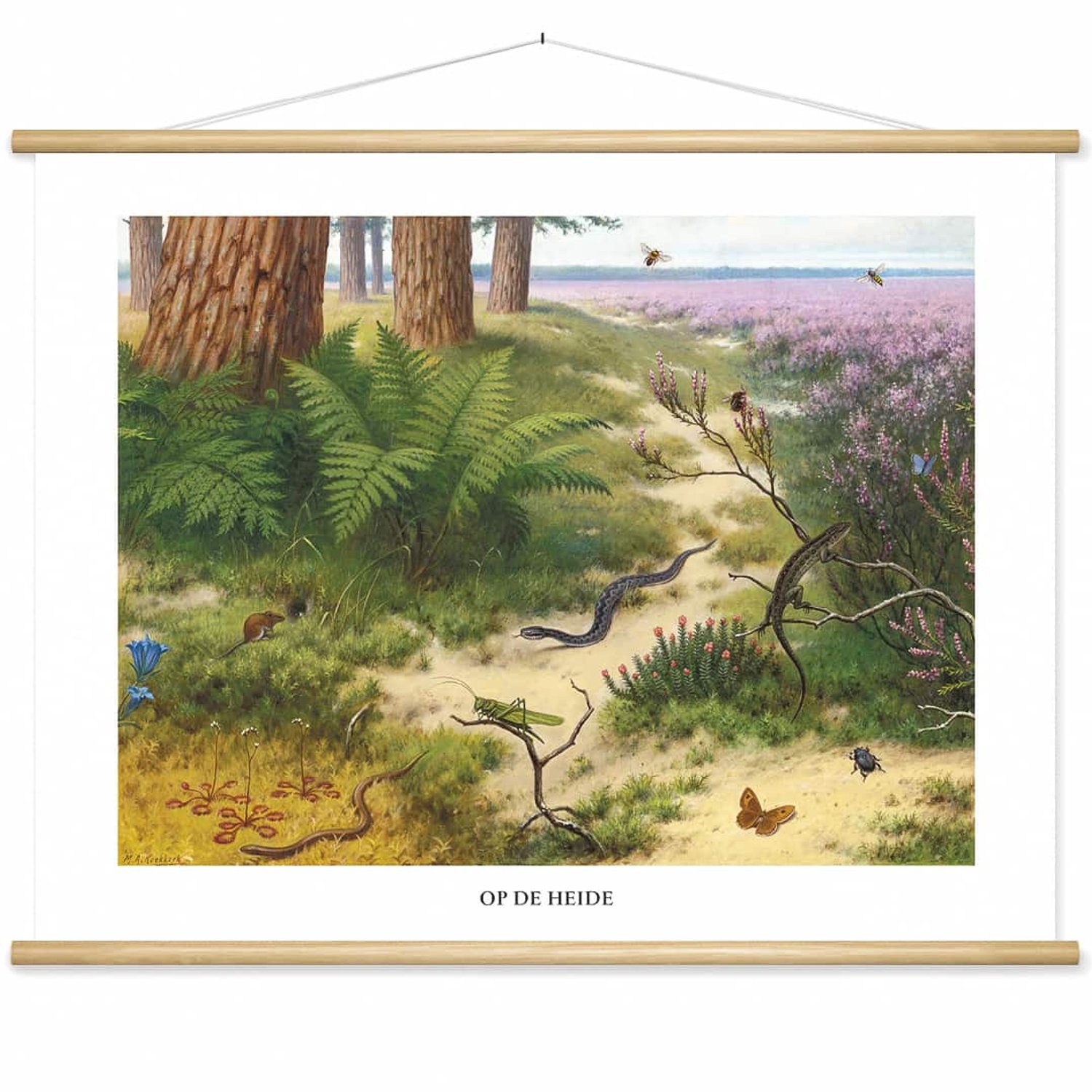 wallchart unlimited Schoolplaat 'Op de heide' van M.A. Koekkoek wit