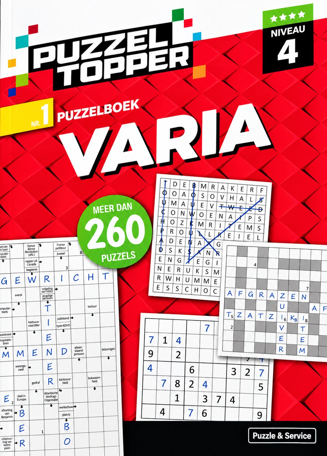 Puzzeltopper XL Varia Puzzelboek Volwassenen - 260+ Puzzels - Niveau 4 Sterren - Extra Dik - Gevarieerde Puzzels - Denksport - Senioren