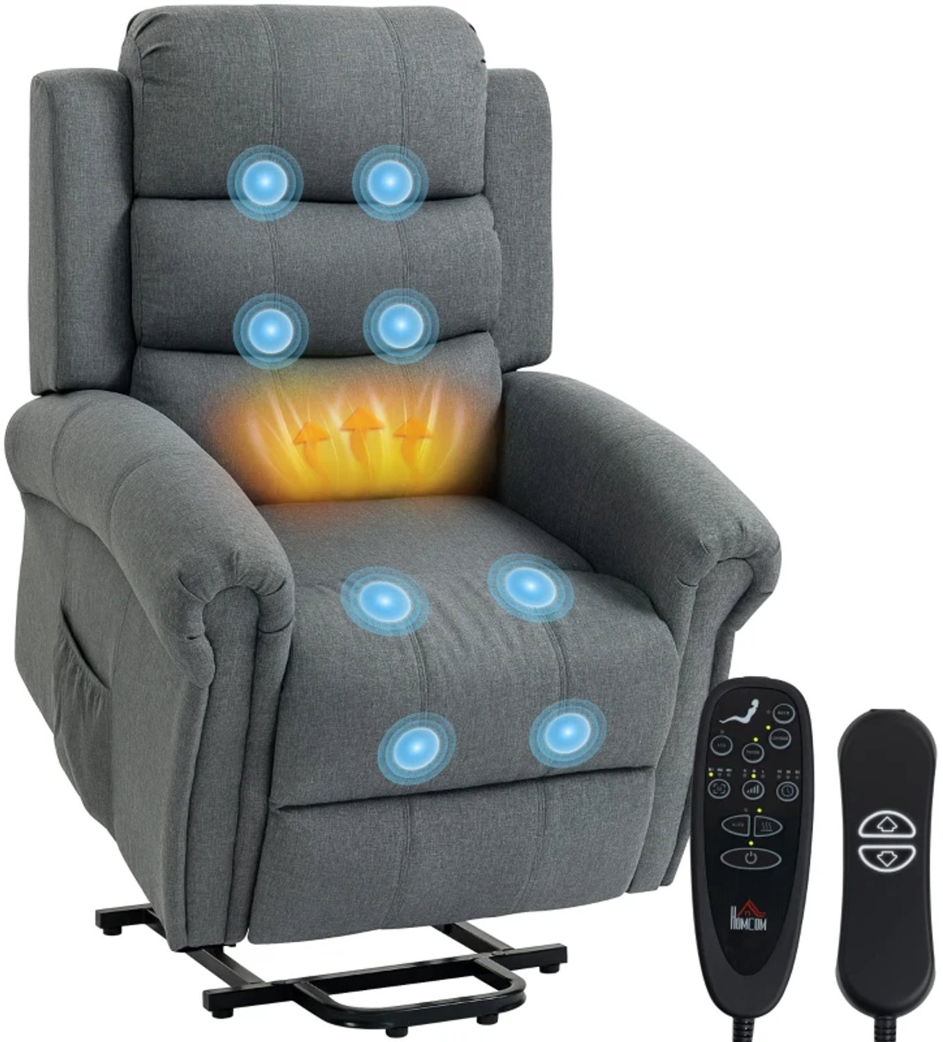 GranMaison Massagestoel - Ontspannende Stoel - Met Ligfunctie - Trilfunctie - Verstelbare Stoel - TV Stoel - Relaxfauteuil - Beklede Stoel - Grijs