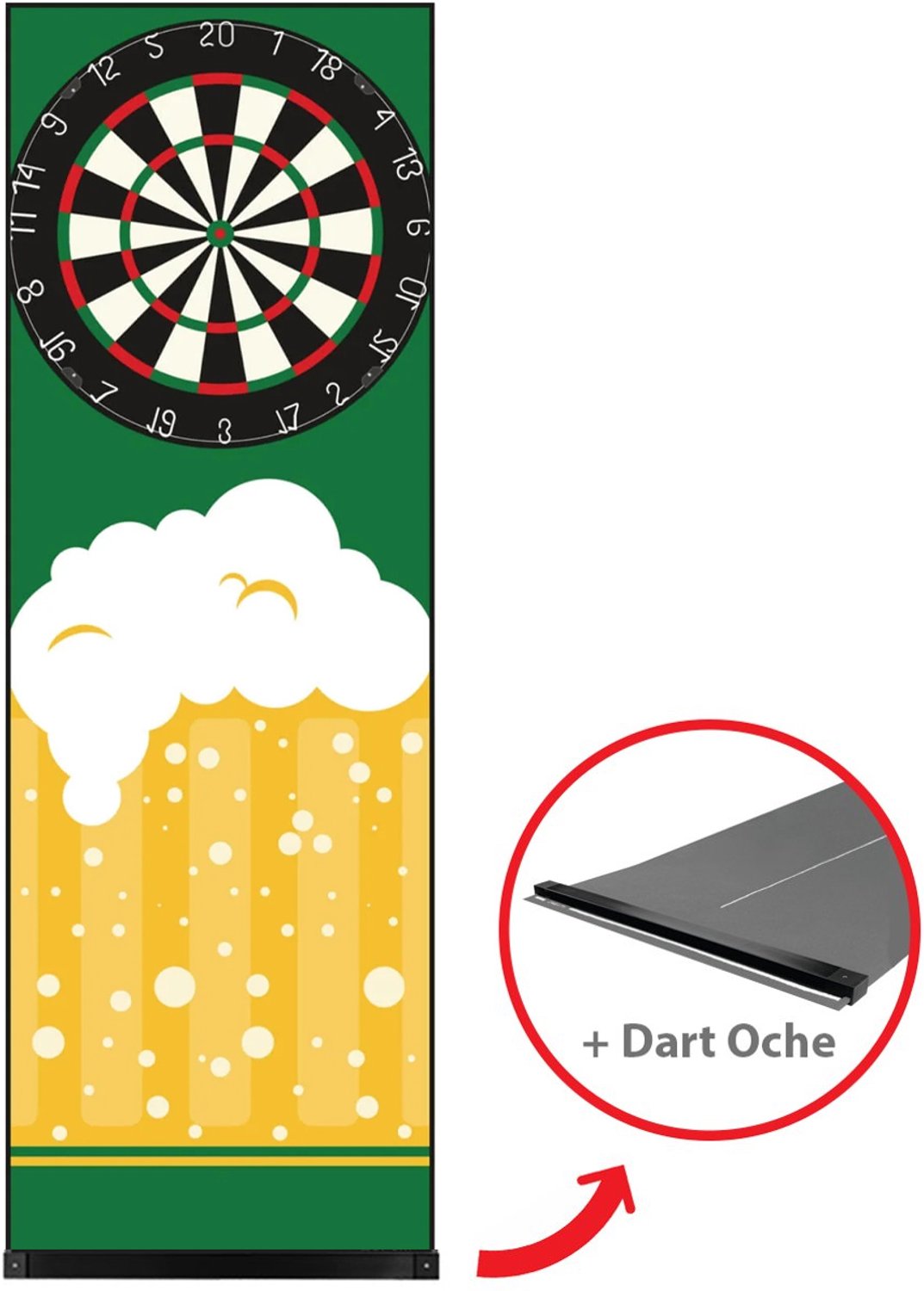 Dragon Darts - Dartmat met Dart Oche - Bier Design - 237x80 cm - Dart Mat - Dartmatten