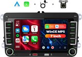 Boscer Draadloos Apple CarPlay Autoradio met Bluetooth - 7 Inch Scherm - Geschikt voor VW Golf, Polo, Passat / Seat Leon, Altea / Skoda Fabia, Yeti - Android Auto - Achteruitrijcamera & Microfoon