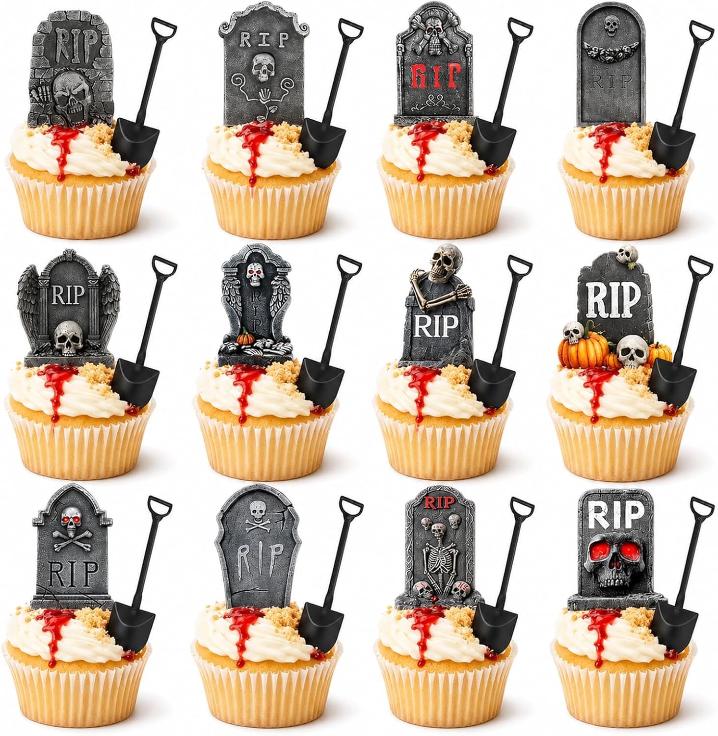 12 Halloween cupcake toppers met schepjes
