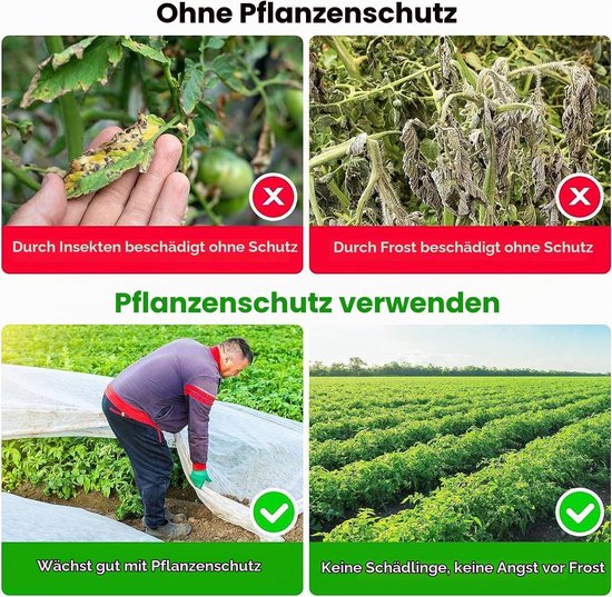 Plantendek voor vorstbescherming, herbruikbaar, 40 g/m², 2.5 x 7.5 m — afbeelding 2