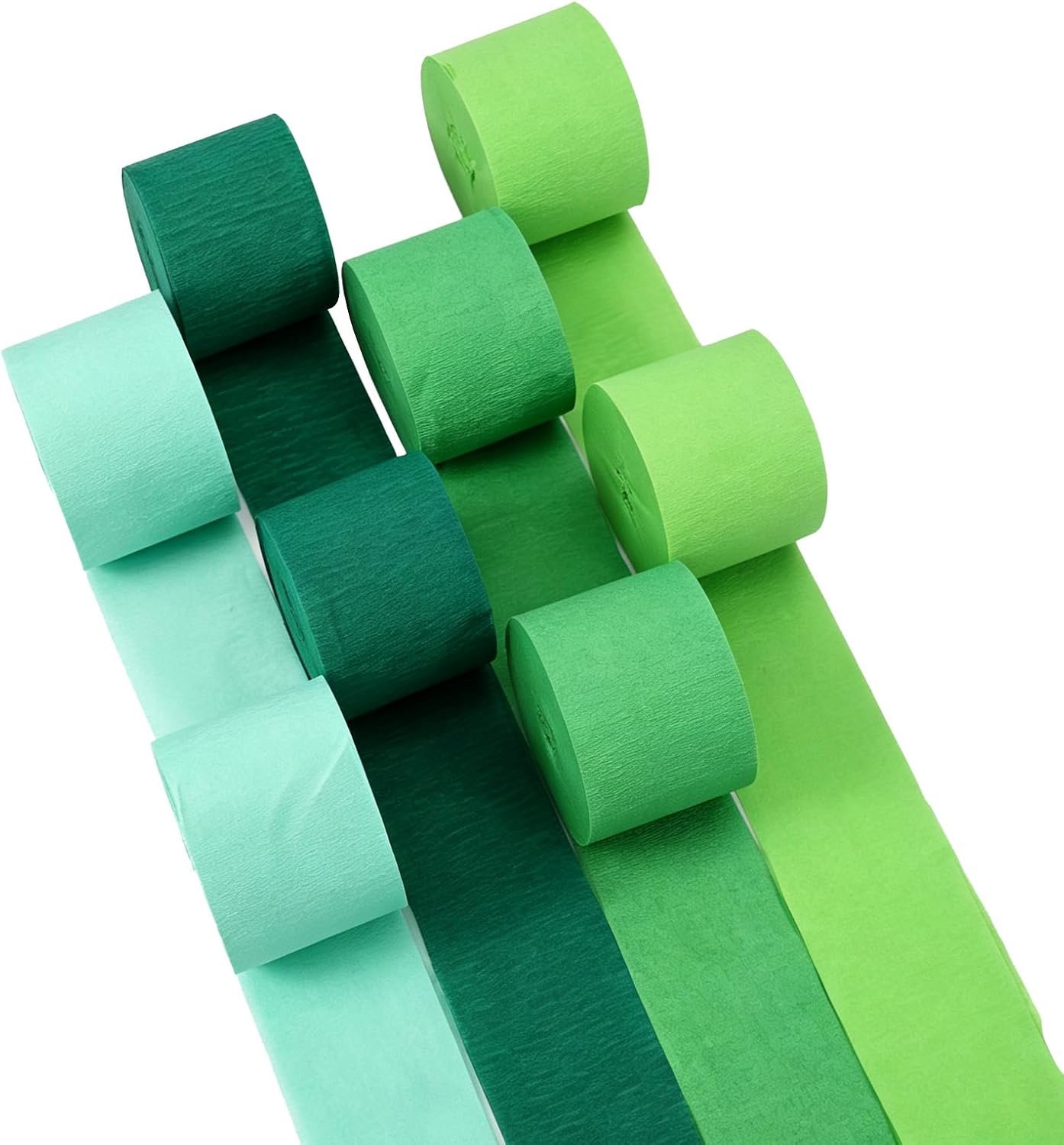 Krepppapier, 4 Groene Tinten, 4,5 cm x 25 m per rol, voor feestdecoratie