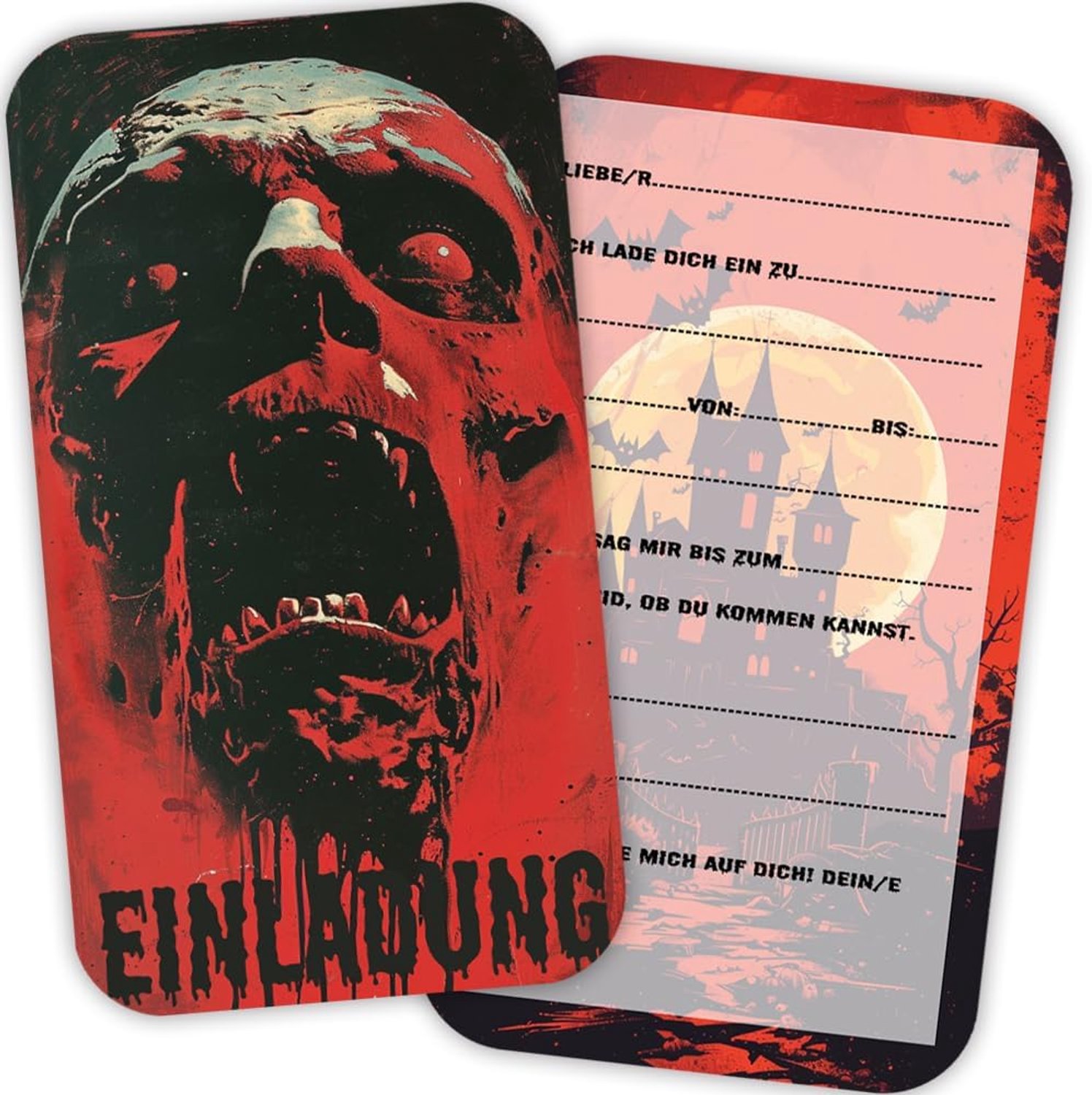 12 Halloween uitnodigingskaarten met enveloppen