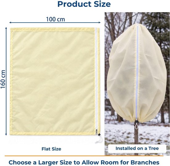 Winterbescherming voor planten, 2 stuks, ademend, 80 g/m², 160 x 100 cm — afbeelding 2