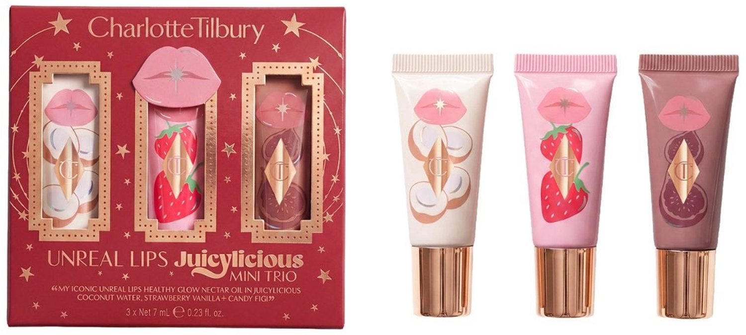 Charlotte Tilbury - Unreal Lips Juicylicious Mini Trio - 3 Healthy Glow Nectar lipolies 7 ml - Limited Edition Lip Cadeauset