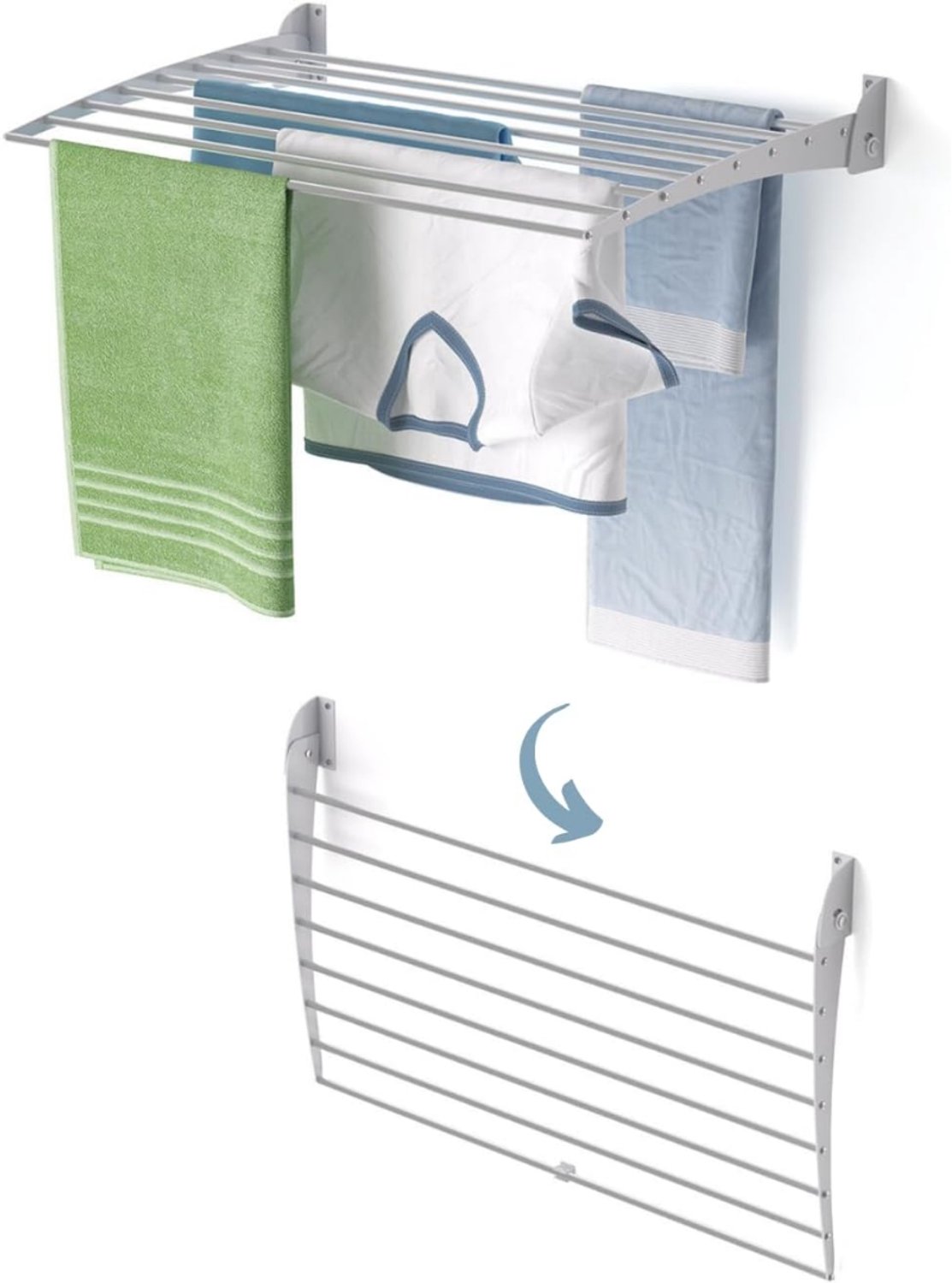 Levo® Wanddroogrek Inklapbaar - Wanddroogrek - Grijs - 50cm x 82cm x 50cm