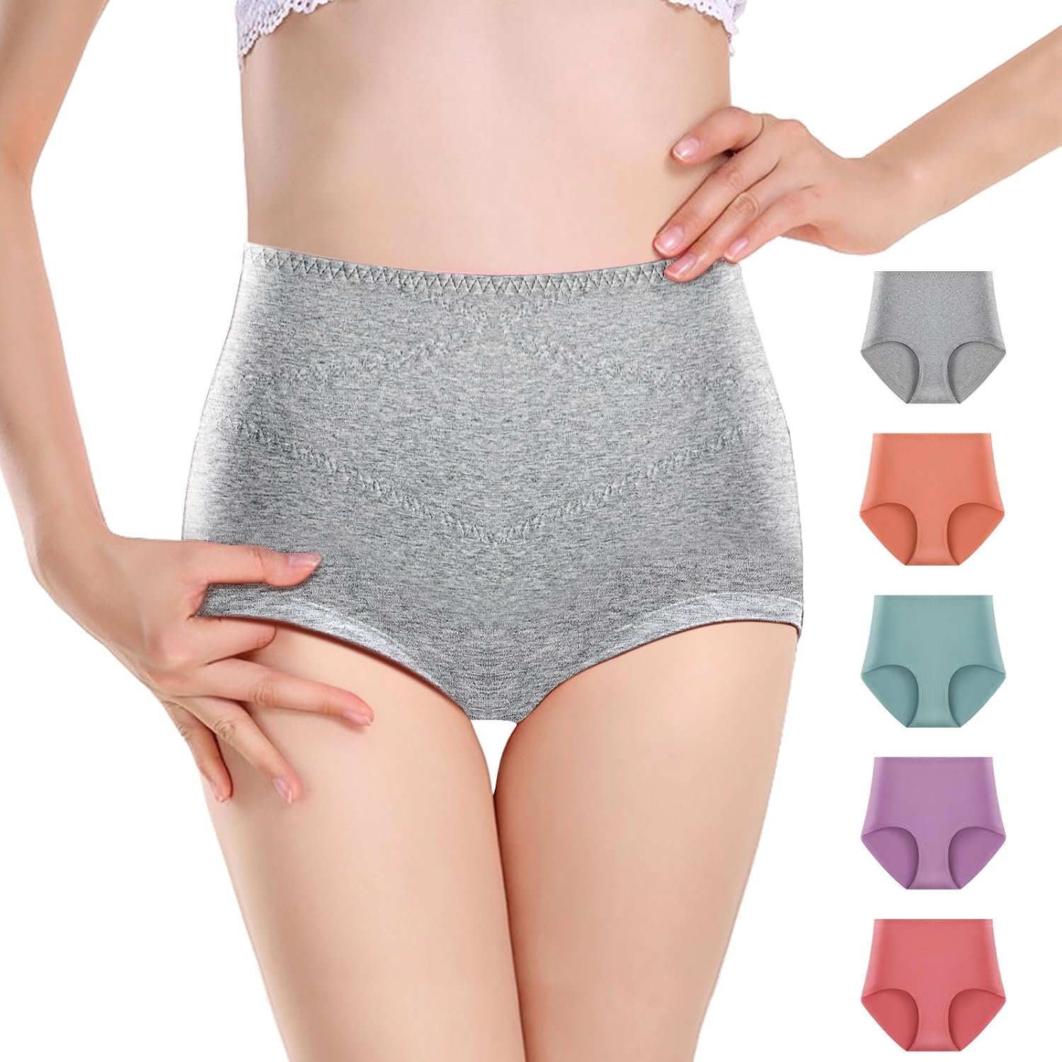 Slips van katoen, hoge taille, volledige dekking, multipack
