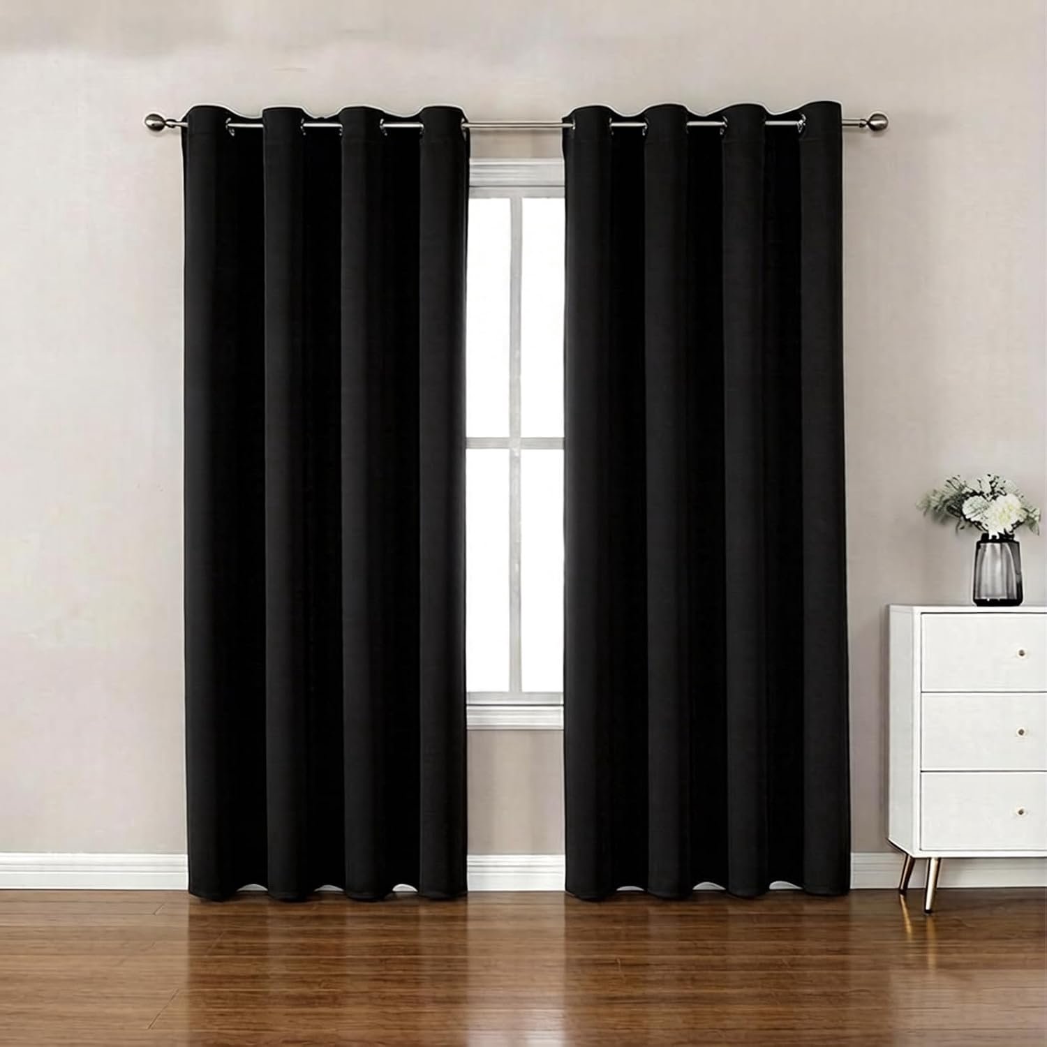 Gordijnen 2-delig, Thermo gordijnen, warmte-isolatie, gordijnen met ringen, H245xW140cm