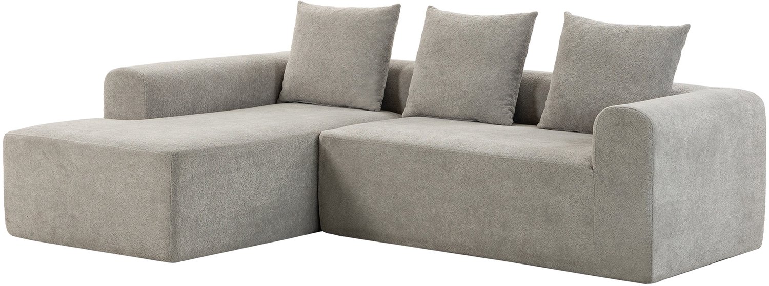 HOMCOM hoekbank - Chenille (100% polyester) - 242 x 178 x 83 cm - Lichtgrijs