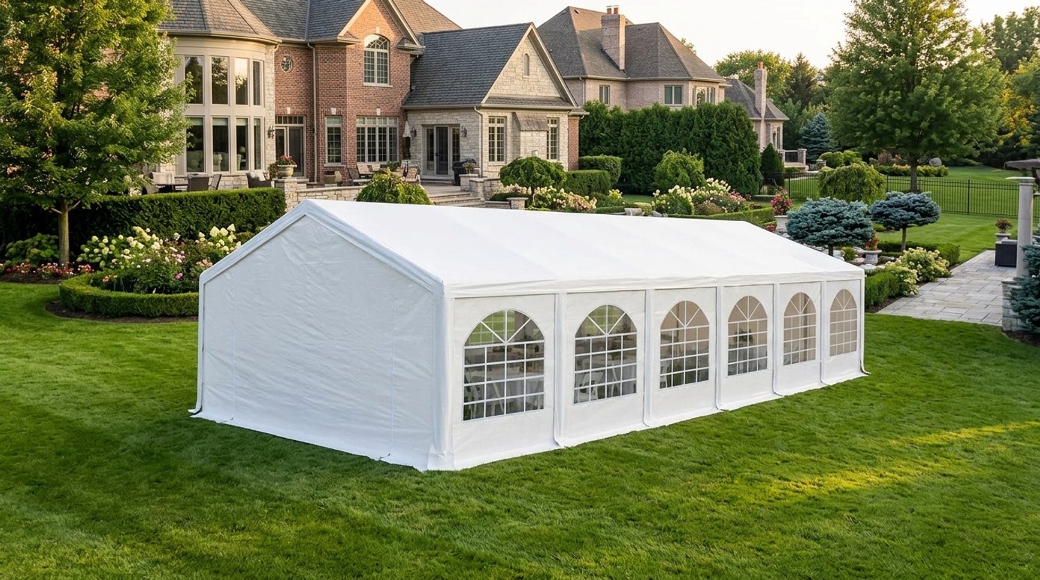 Partytent 5x12 Meter - Laura Homestore Luxe Paviljoen & Feesttent - Waterdicht PE 450 N - Verzinkt Stalen Frame - Wit