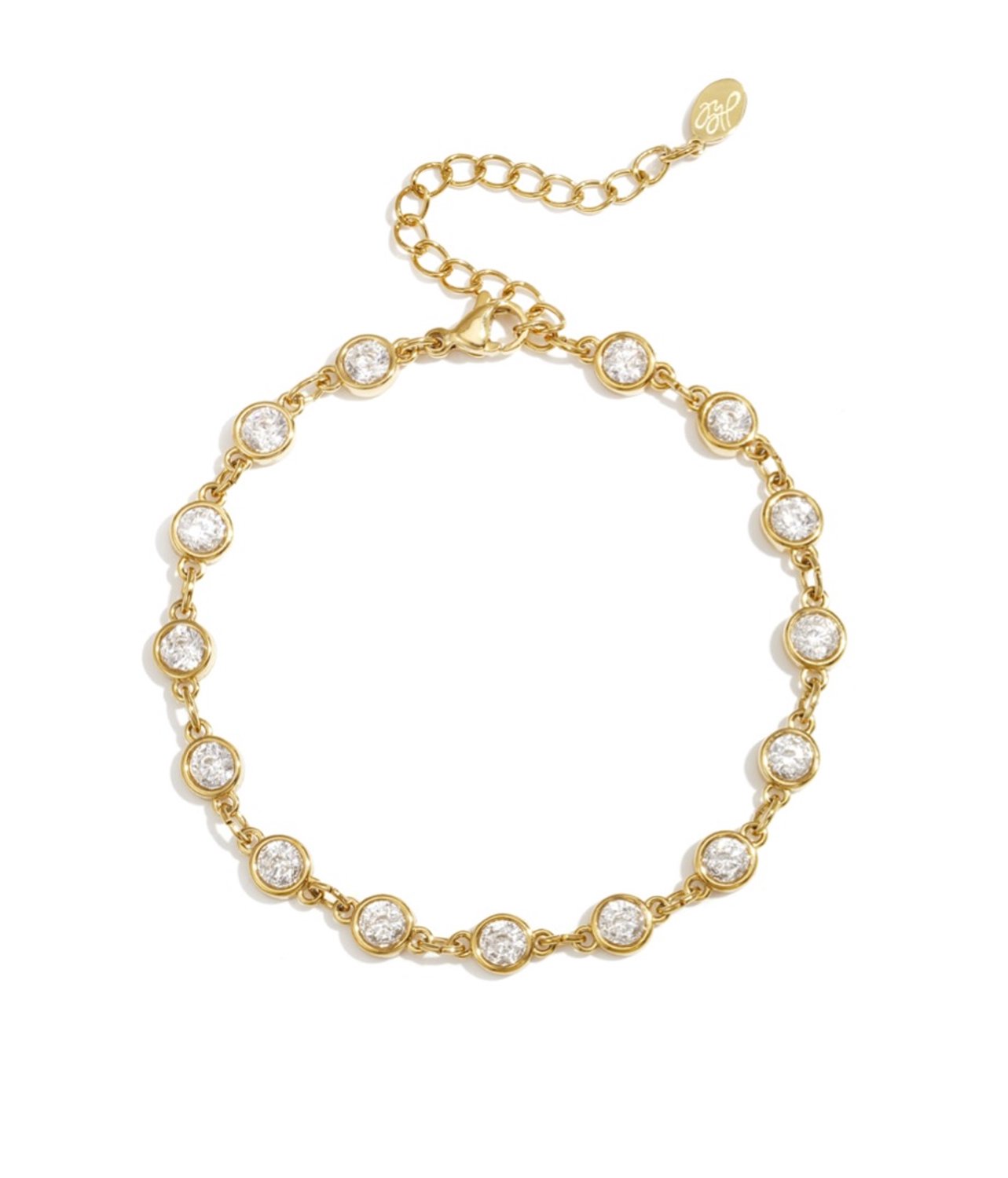 Armband met ronde zirkonia steentjes - Blingbling - Stainless steel, verstelbaar - Verkleurt niet, waterproof - Speciale gelegenheden - Damesdingetjes