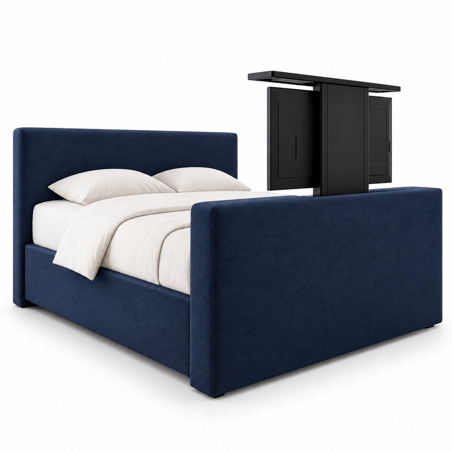 Boxspring FD Boxspring met TV-lift Monza 160x200 cm stof Donkerblauw Luxe pocketvering Donker Blauw
