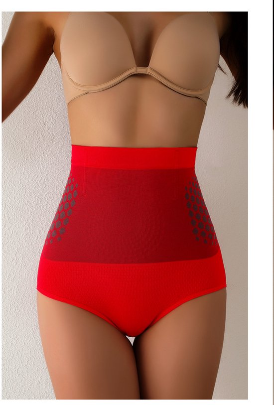1 Paar High-waisted Sportshorts - Vetverbrandende en Vormgevende Shorts - Heupliftende Shorts - Naadloze High-waisted Vormgevende Shorts - Effectieve Buikcontrole - Felrood - XXL (68-77 kg) — afbeelding 3
