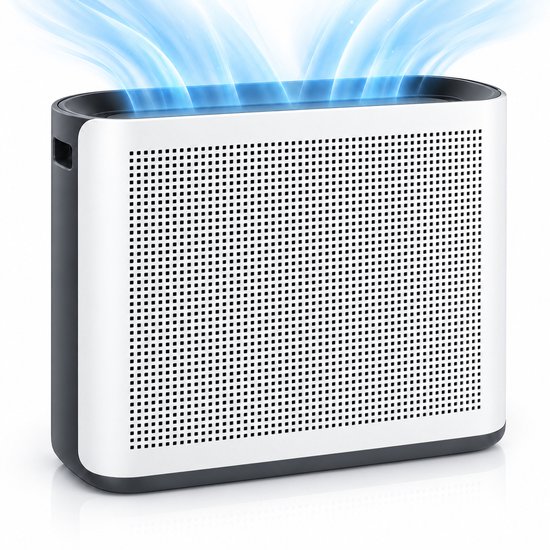 Luchtreiniger Premium met App - CADR 450 m³/u - Air Purifier XL - Luchtreinigers met HEPA Filter en Ionisator - Werkt tegen Huisstofmijt, Hooikoorts, Allergie en Dieren Geurtjes - Silvergear