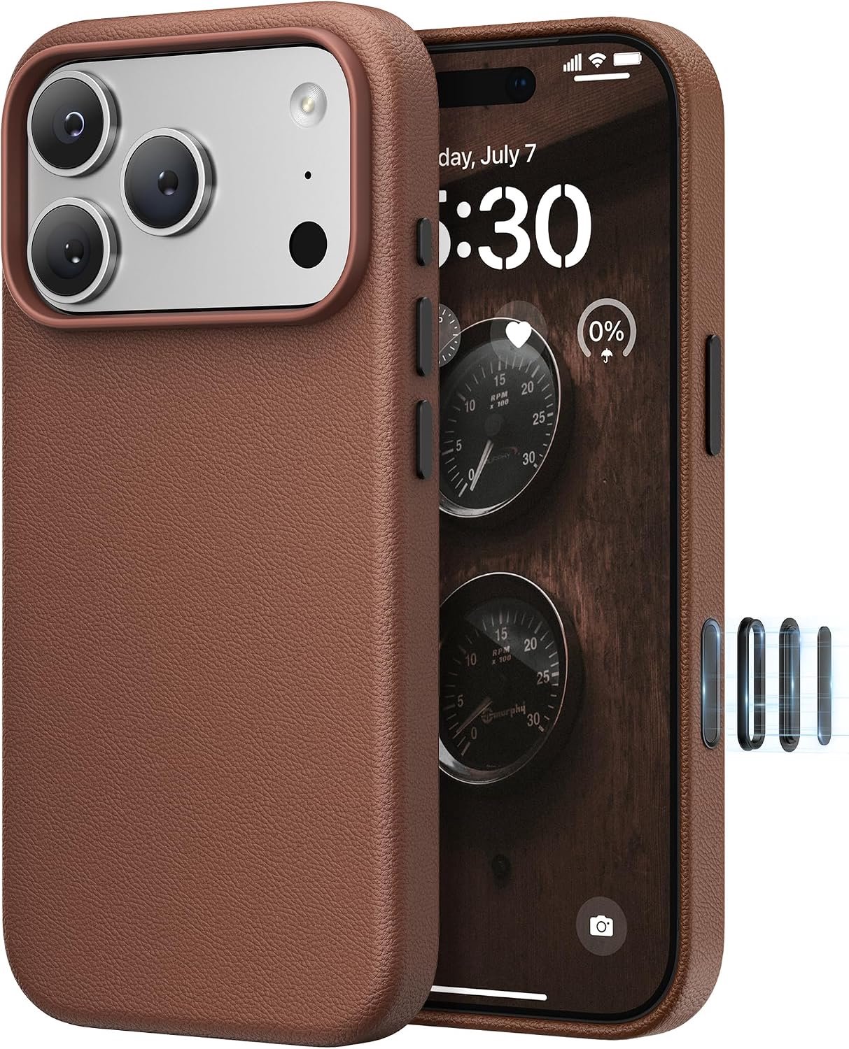 Zandarix Hoesje Geschikt voor - Apple iPhone 18 Pro Max - Back Cover Hoesje - Hoogwaardig Kunstleer - Geschikt voor Mag - Cameraknop - Bruin